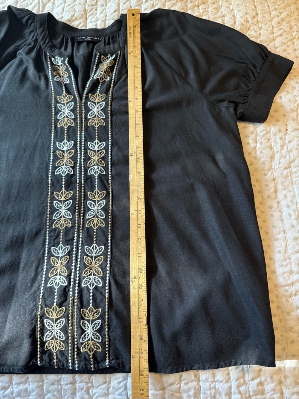 Lane Bryant Black Short-Sleeve Embroidered Tunic - Picture 6 of 9